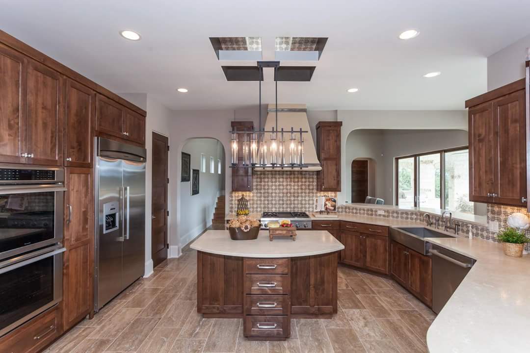 Kitchen interior painting and cabinet staining in San Antonio