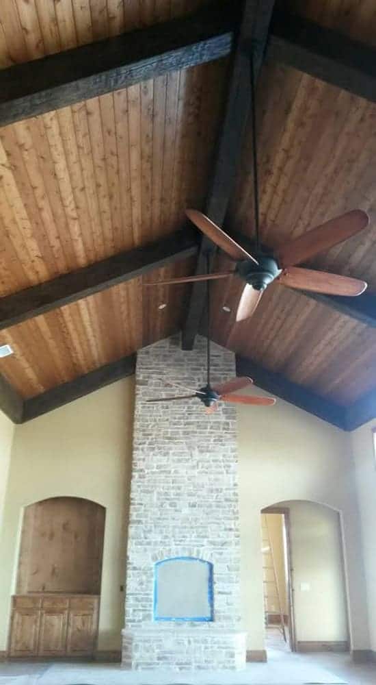 Vaulted wood ceiling staining in San Antonio