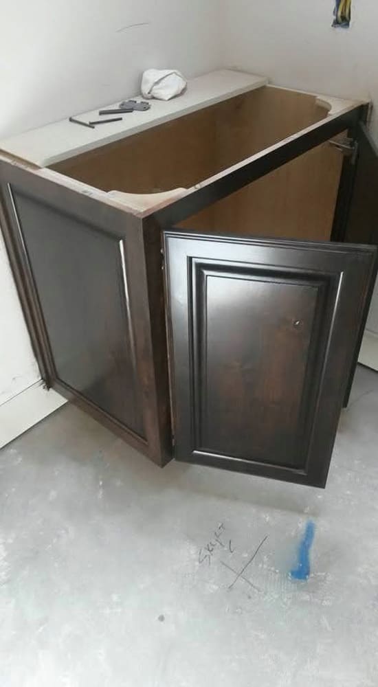 Vanity cabinet staining in San Antonio