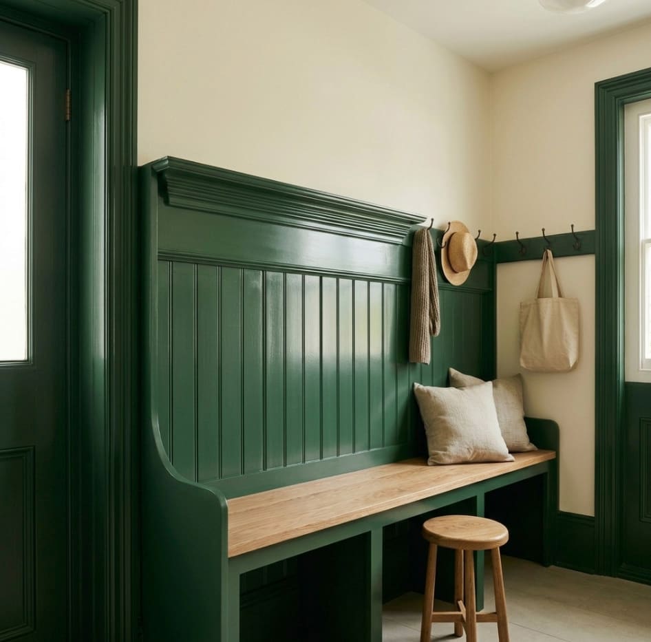 Semi-gloss paint finish on kitchen cabinets with subtle sheen